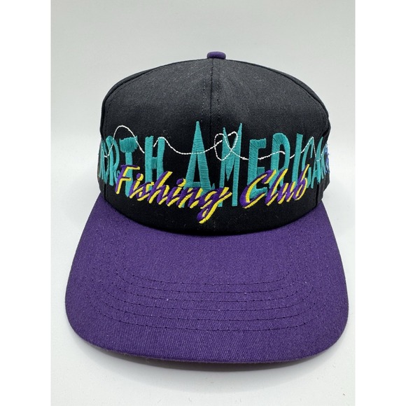 Vintage North American Fishing Club Snapback Hat Fishing USA Purple Cap
